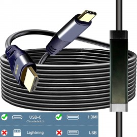 USB C to HDMI Cable 12FT with IC, 4K@60HZ Type-C to HDMI for MacBook Pro/Air, iMac, Galaxy S20 S10 S9 S8, Surface, Dell, HP, MacBook Pro, MacBook Air, iPad Pro, Pixelbook, XPS, Galaxy, and More 