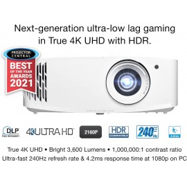 Optoma UHD35 True 4K UHD Gaming Projector | 3,600 Lumens | 4.2ms Response Time at 1080p with Enhanced Gaming Mode | 240Hz Refresh Rate | HDR10 & HLG 