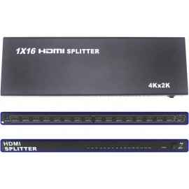 Optimal Shop HDMI Splitter 1 in 16 Out 16 Port 1x16 Full HD 1080P HDMI 1.4 Splitter with Switcher Converter Support 4KX2K 3D Digital Audio Format-Black(16 Port HDMI Splitter 4K) 