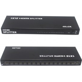 Optimal Shop HDMI Splitter 1 in 16 Out 16 Port 1x16 Full HD 1080P HDMI 1.4 Splitter with Switcher Converter Support 4KX2K 3D Digital Audio Format-Black(16 Port HDMI Splitter 4K) 