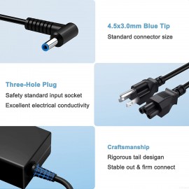 65W 19.5V 3.33A Ac Adapter for HP Pavilion x360 11 13 15, Zbook 14u G4 G5 15u 15 G3, 15-f111dx 15-f211wm 15-f233wm 15-f278nr 15-r052nr 15-r132wm Power Supply Blue Tip 