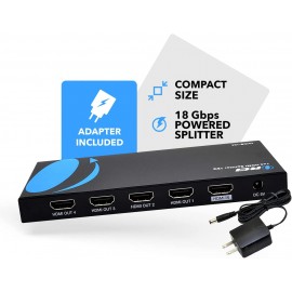 OREI UltraHD 4K @ 60 Hz 1 X 4 HDMI Splitter 1 in 4 Out 4 Port 4: 8-Bit - HDMI 2.0, HDCP 2.0, 18 Gbps, EDID, Duplicate / Mirror 4K Screens - UHDS-104 