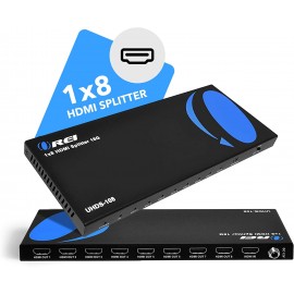 OREI 4K 1 in 8 Out HDMI Splitter 4:4:4 8-bit - HDMI 2.0, HDCP 2.2, 18 Gbps, 4K @ 60Hz HDMI Duplicator/Distributor UltaHD High Resolution (UHDS-108) (1x8) 