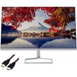 HP New M24f Monitor - 2D9K0AA#ABA - 23.8" FHD 1080p IPS LED Anti-Glare Monitor, Silver and Black - AMD FreeSync, 70Hz, 300 nits, HDMI & VGA Ports, Tilt + HDMI Cable